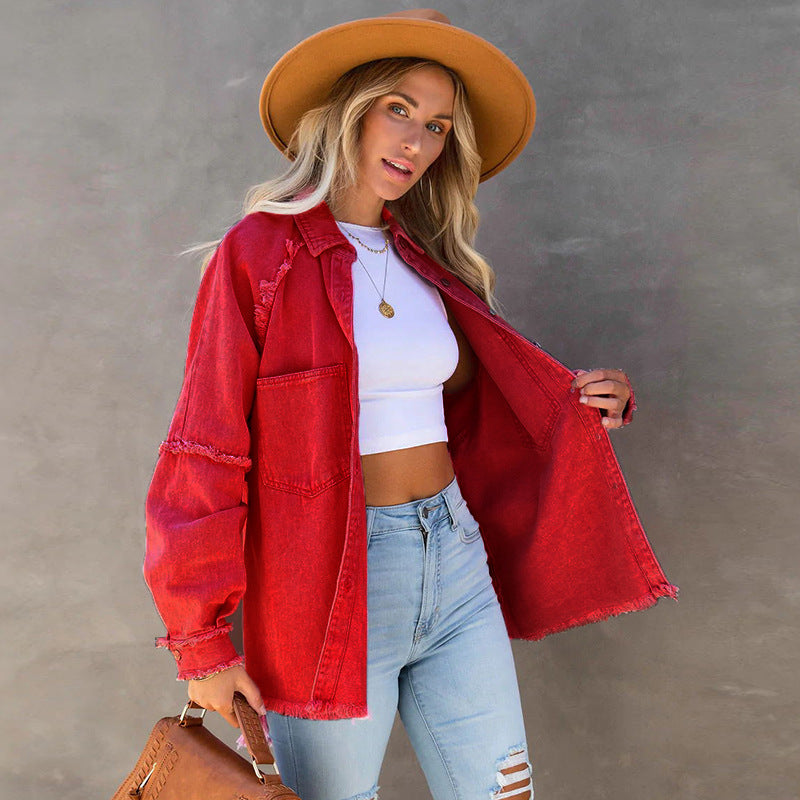 Women's Distressed Denim Overshirt by berg-feldt