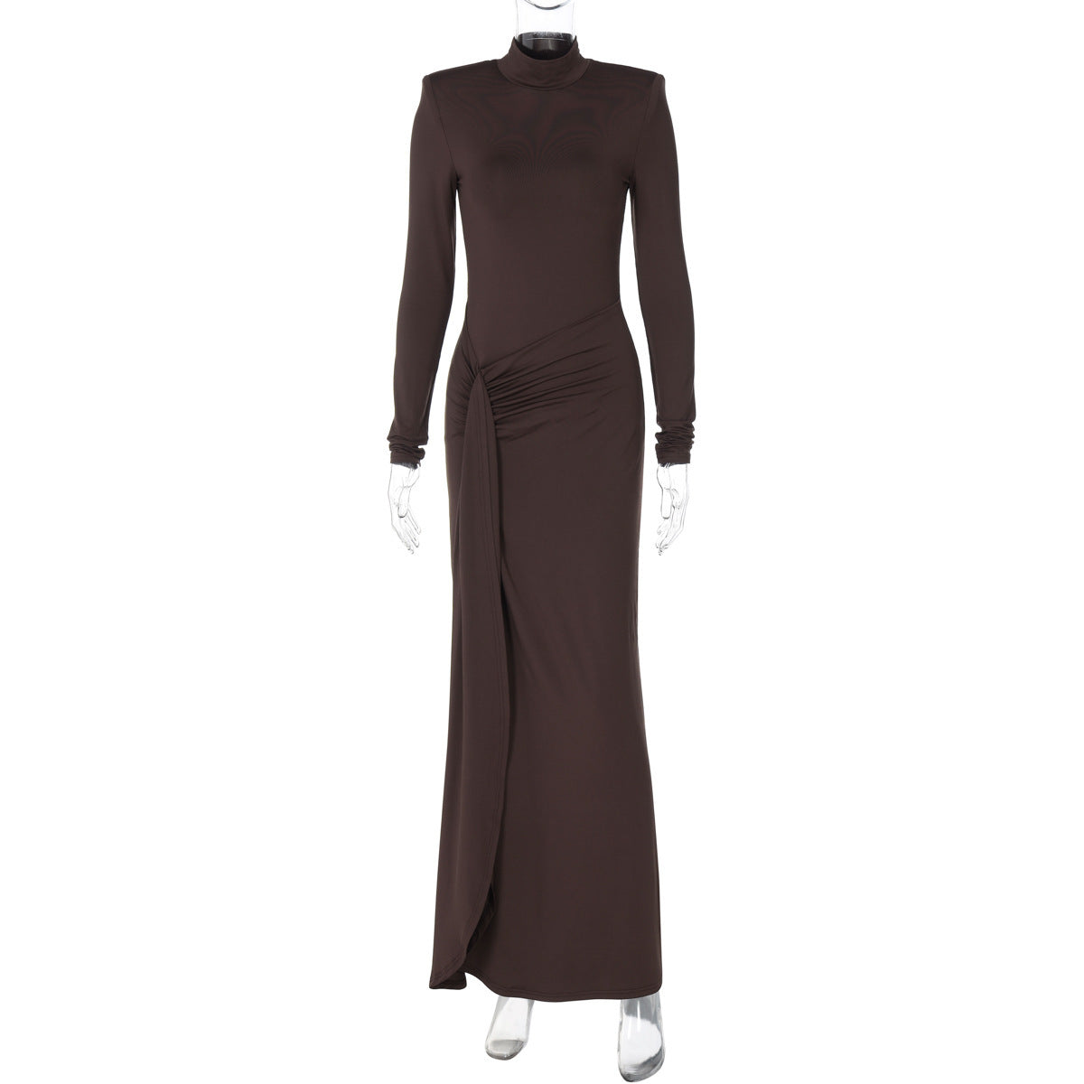 Robe longue élégante pour femme avec col montant et fronces de berg-feldt