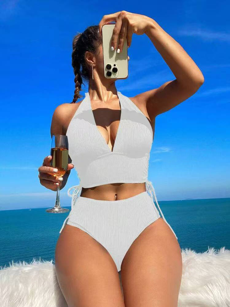 Ensemble bikini pour femme : look portefeuille froncé et slip taille haute de berg-feldt