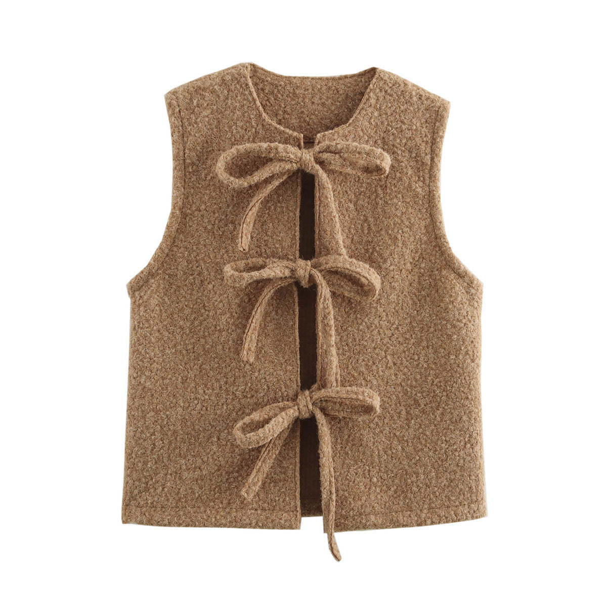 Structured knitted waistcoat for women with tie closure by berg-feldt