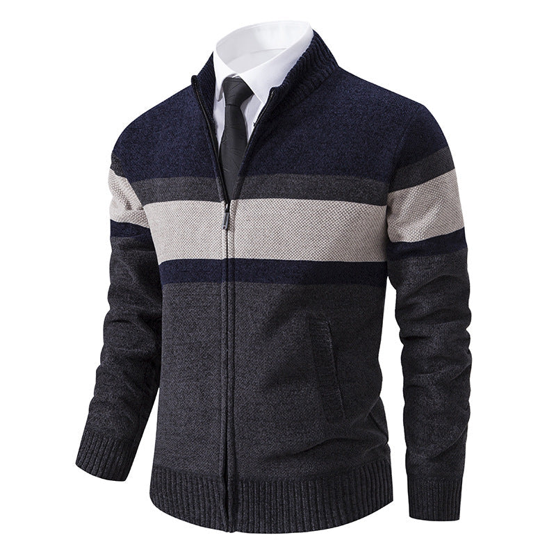 Cardigan en maille texturé pour homme avec col montant Berg-Feldt