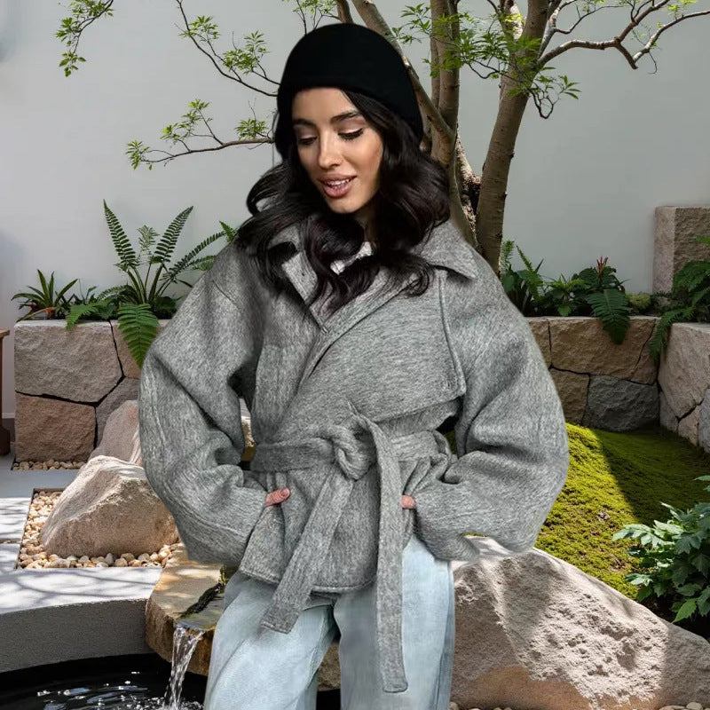 Damen Oversized Wollmantel mit Gürtel Berg-Feldt