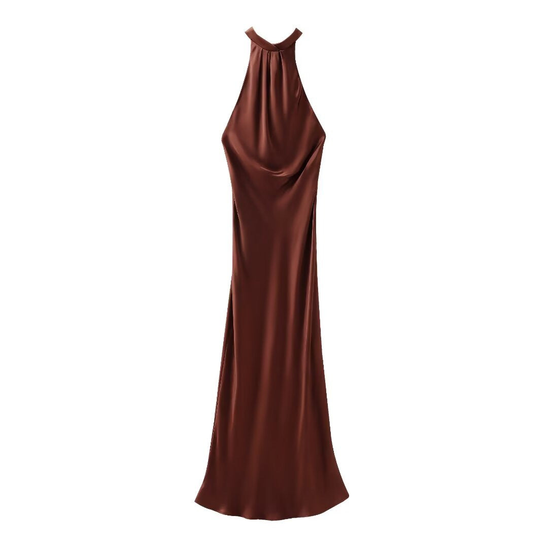 Robe longue en satin à col halter berg-feldt