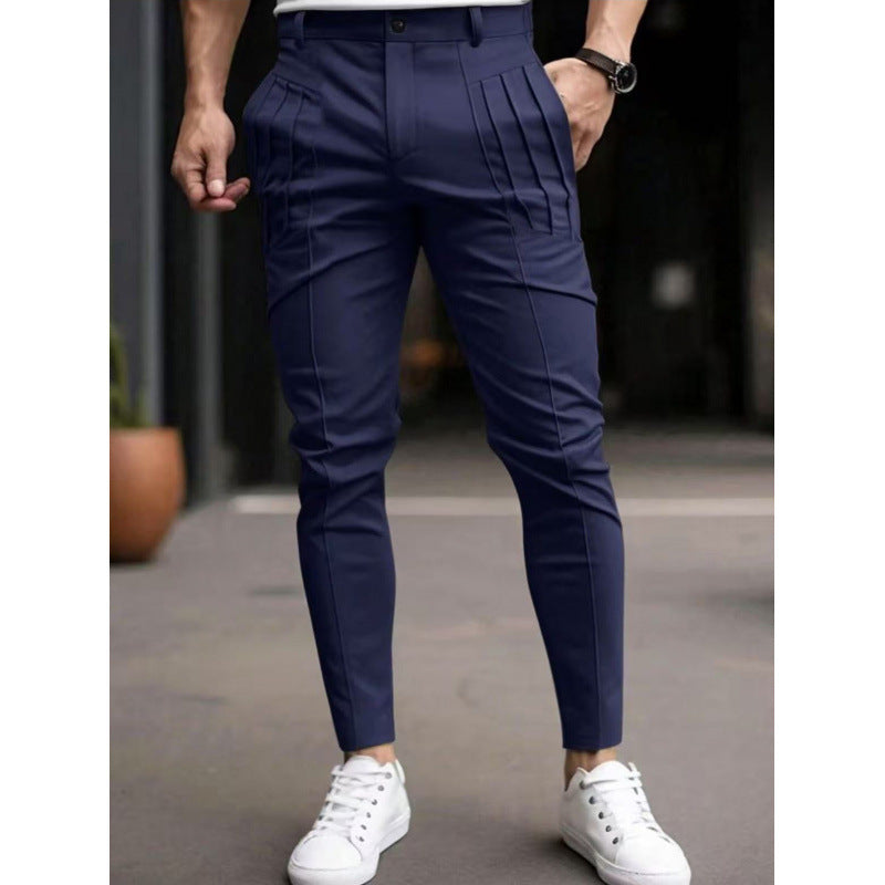 Herren stylische Slim-Fit Anzughose mit plissiertem Design Berg-Feldt