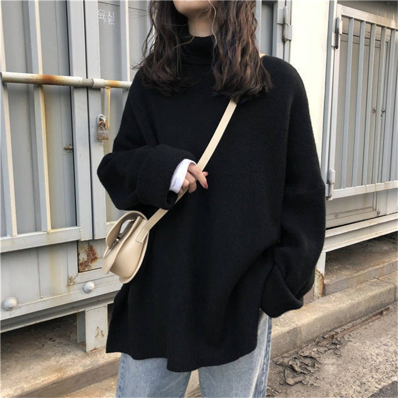 Damen Oversized Pullover mit hohem Kragen und Puffärmeln Berg-Feldt