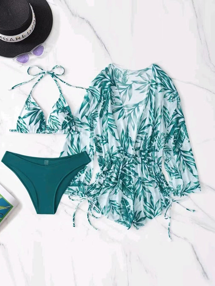 Haut de bikini et bas de maillot de bain taille haute Berg-Feldt pour femme avec kimono floral