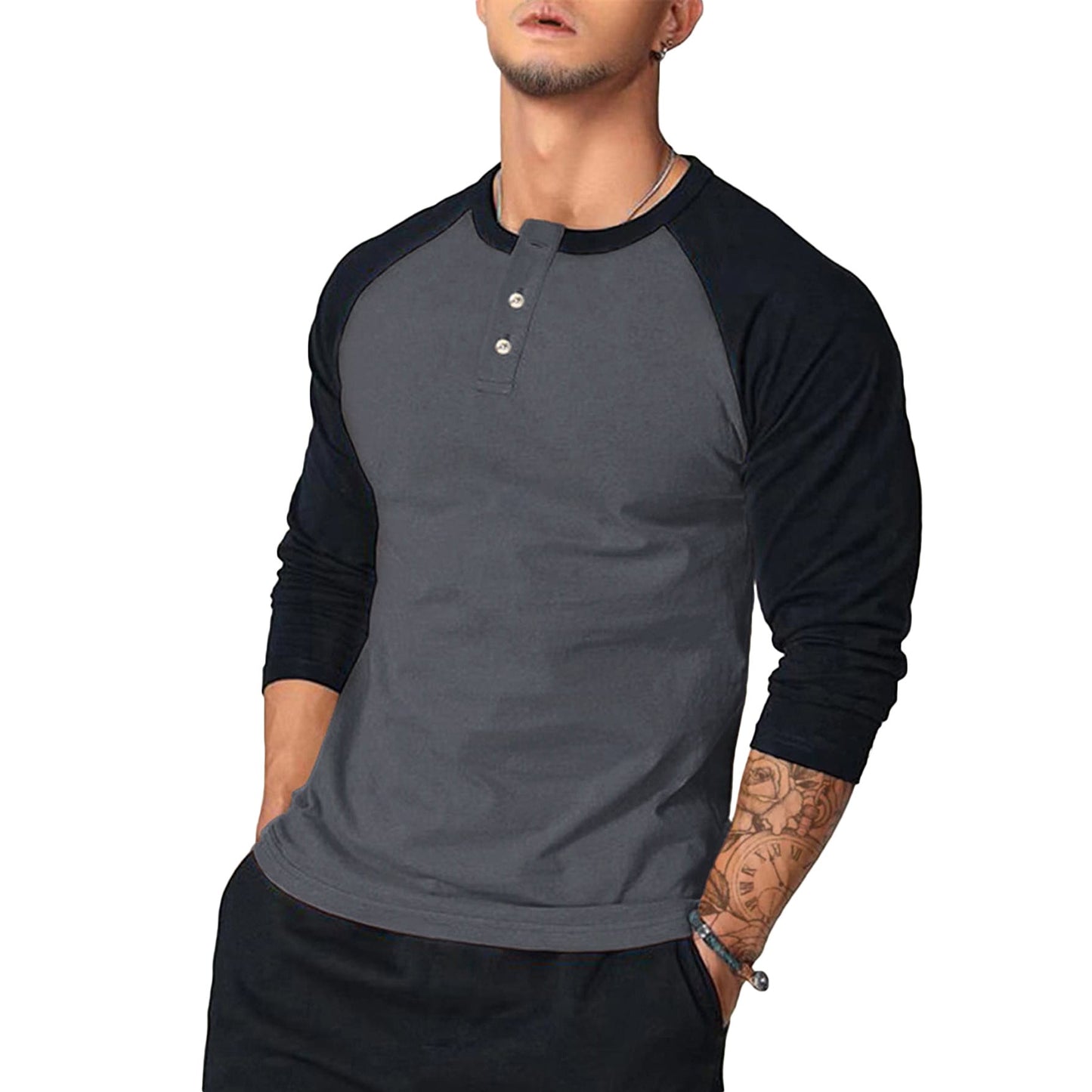 Henley à manches longues pour homme, avec manches contrastantes Berg-Feldt