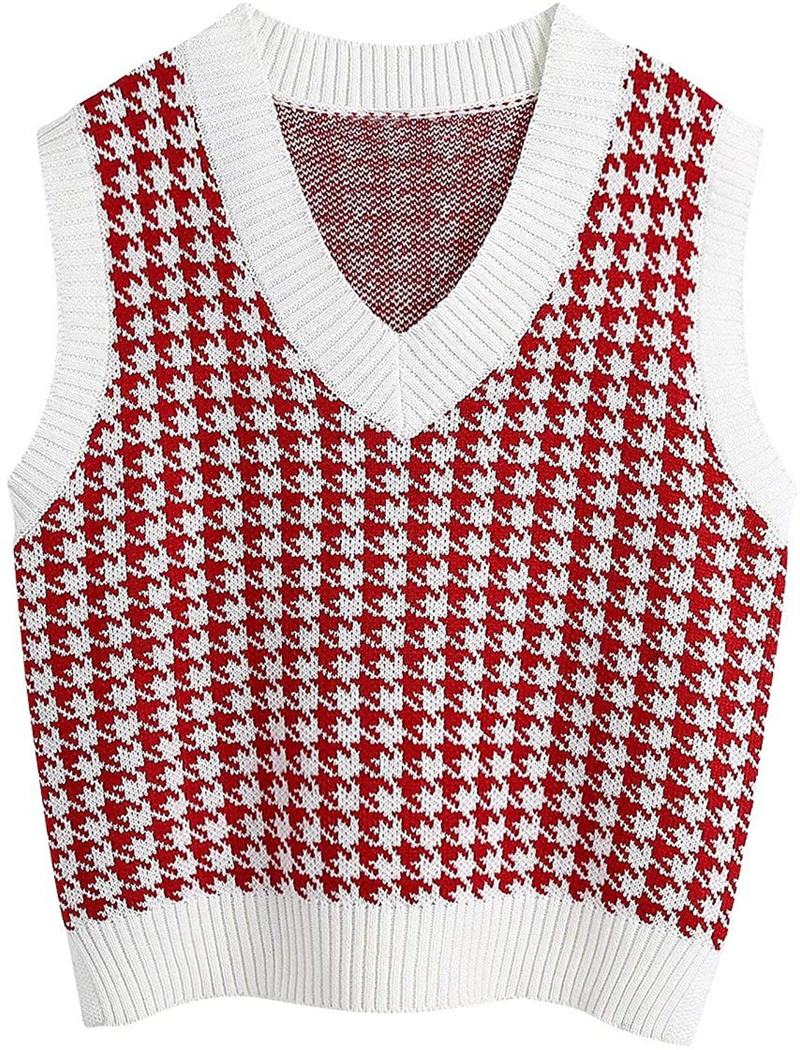 Gilet tricoté sans manches pour femme avec motif pied-de-poule moderne Berg-Feldt