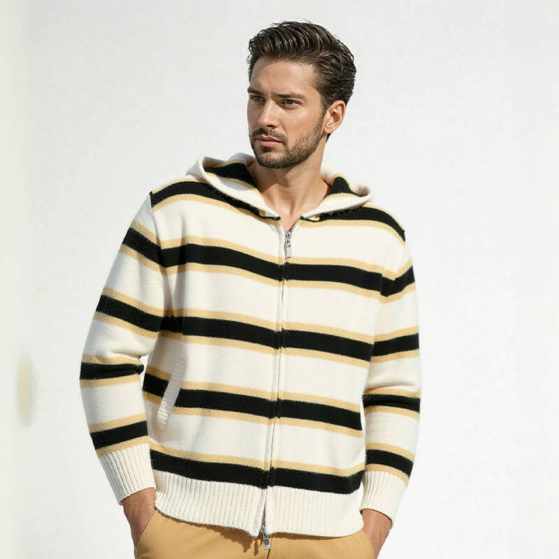 Sweat à capuche matelassé à rayures avec fermeture éclair intégrale pour homme Berg-Feldt