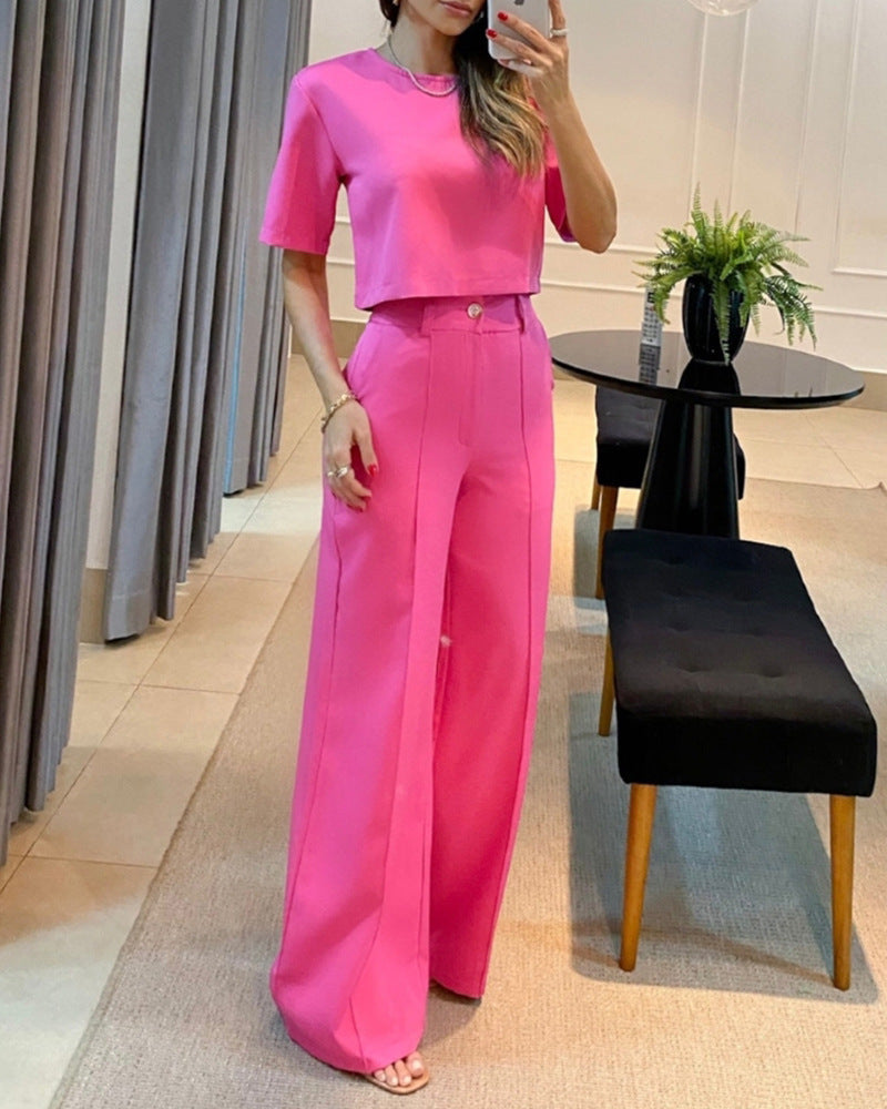 Berg-Feldt Damen Outfit: Weites Oberteil & Hose mit hohem Bund