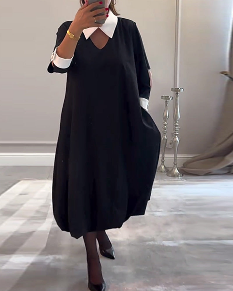 Robe femme Berg-Feldt, coupe oversize, col contrastant