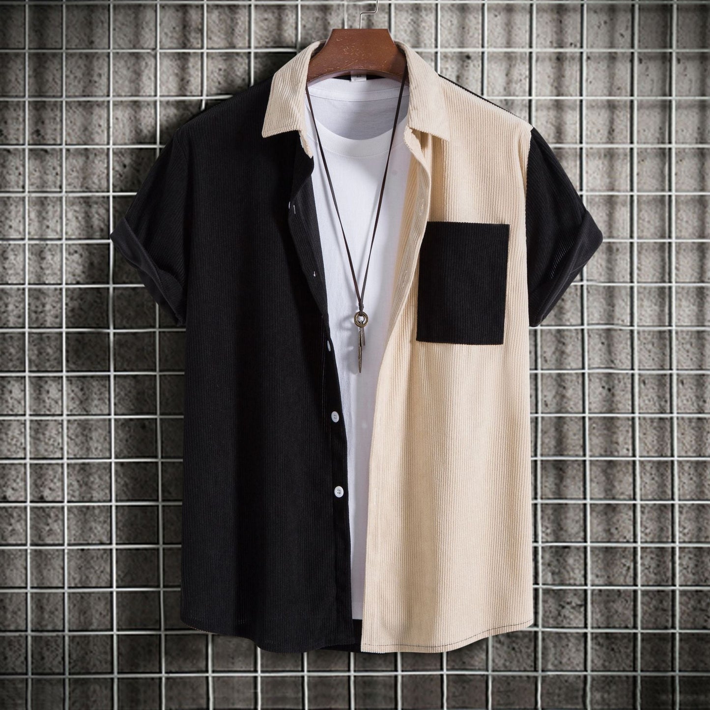Chemise à manches courtes pour homme avec textures variées et design moderne Berg-Feldt