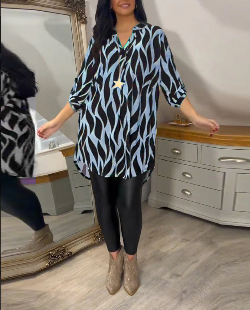 Blouse longue moderne pour femme avec motif ondulé et détails élégants de berg-feldt