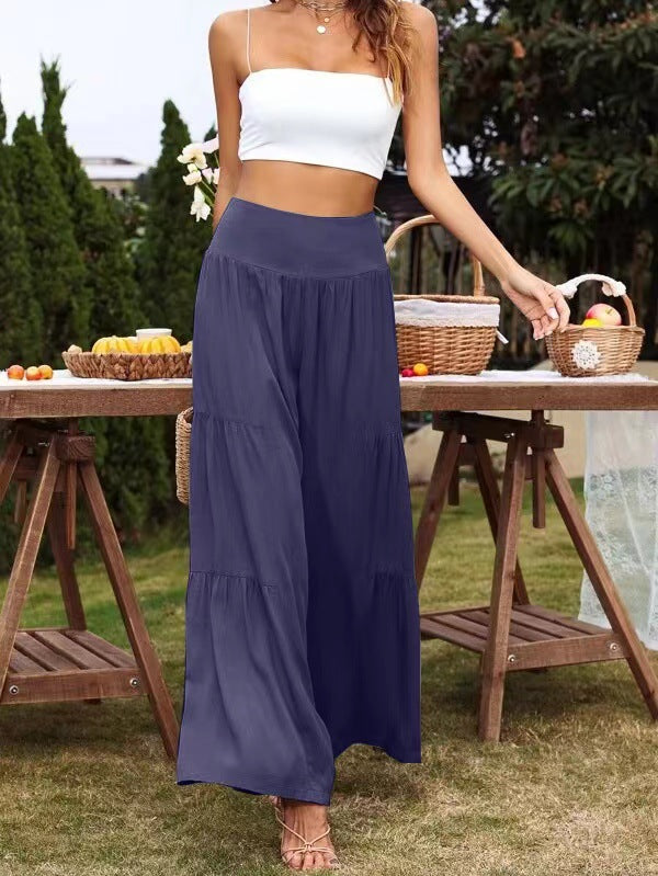 Sommerhose für Damen, weit geschnitten, hoher Bund, Volants, berg-feldt