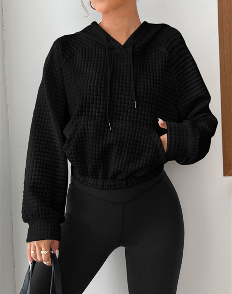 Damen Hoodie court tendance avec surface texturée Berg-Feldt
