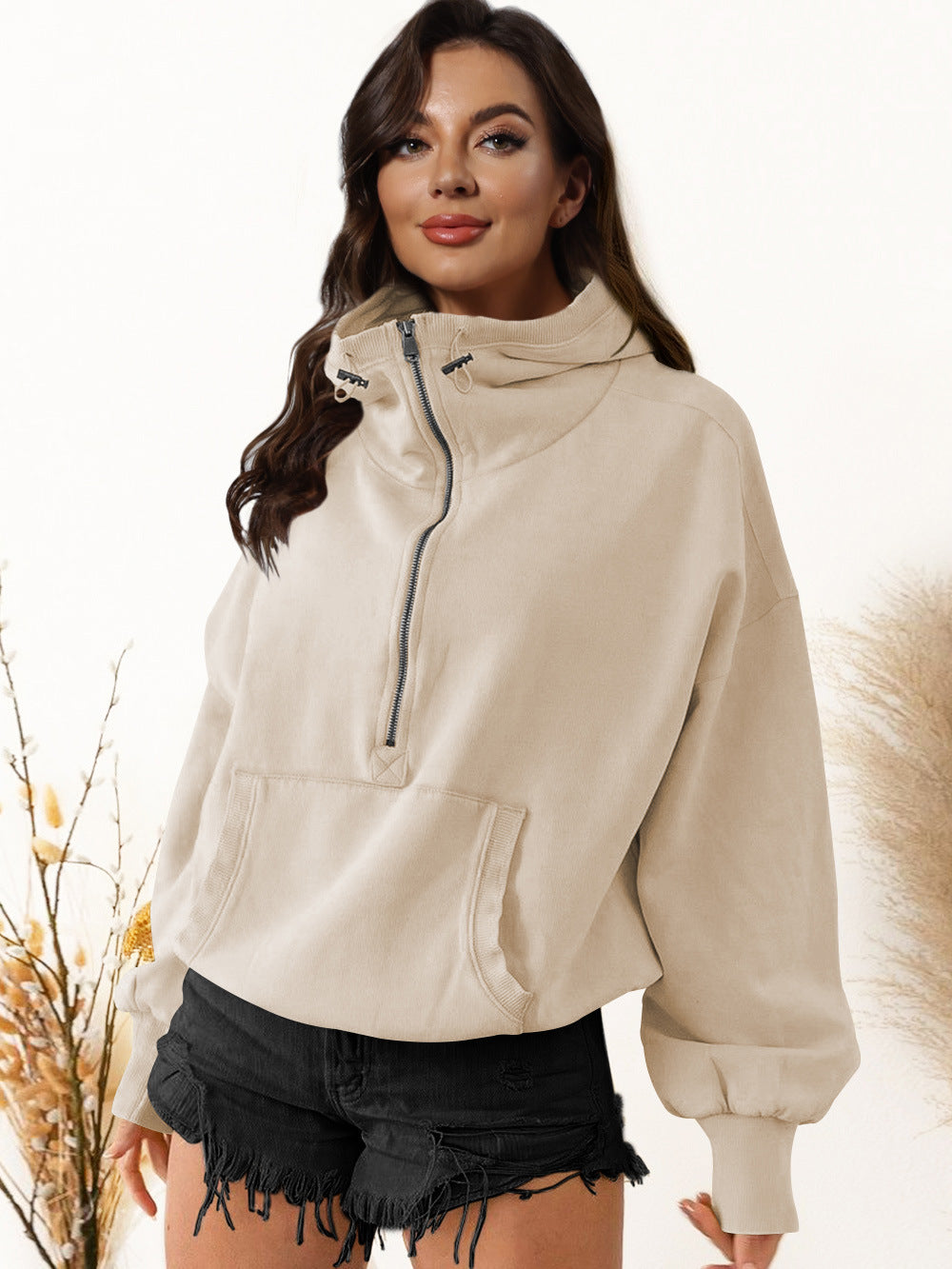 Sweat à capuche décontracté mi-zippé Femme Berg-Feldt