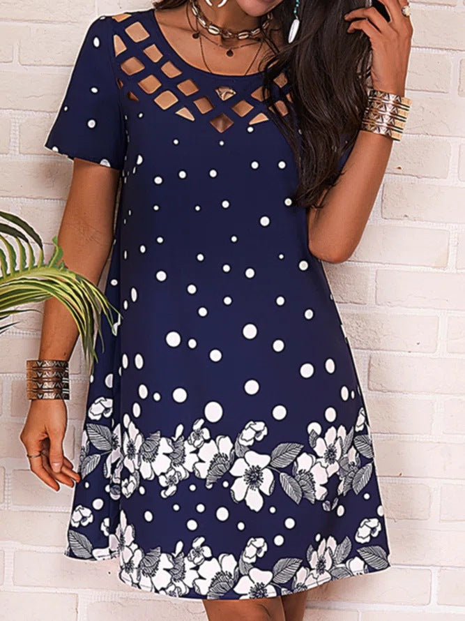 A-Linie Damenkleid mit floralem Print und Ausschnitt von berg-feldt