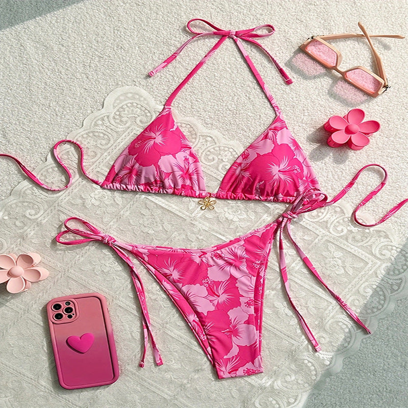 Haut de bikini Berg-Feldt pour femme avec laçages sophistiqués et détails floraux