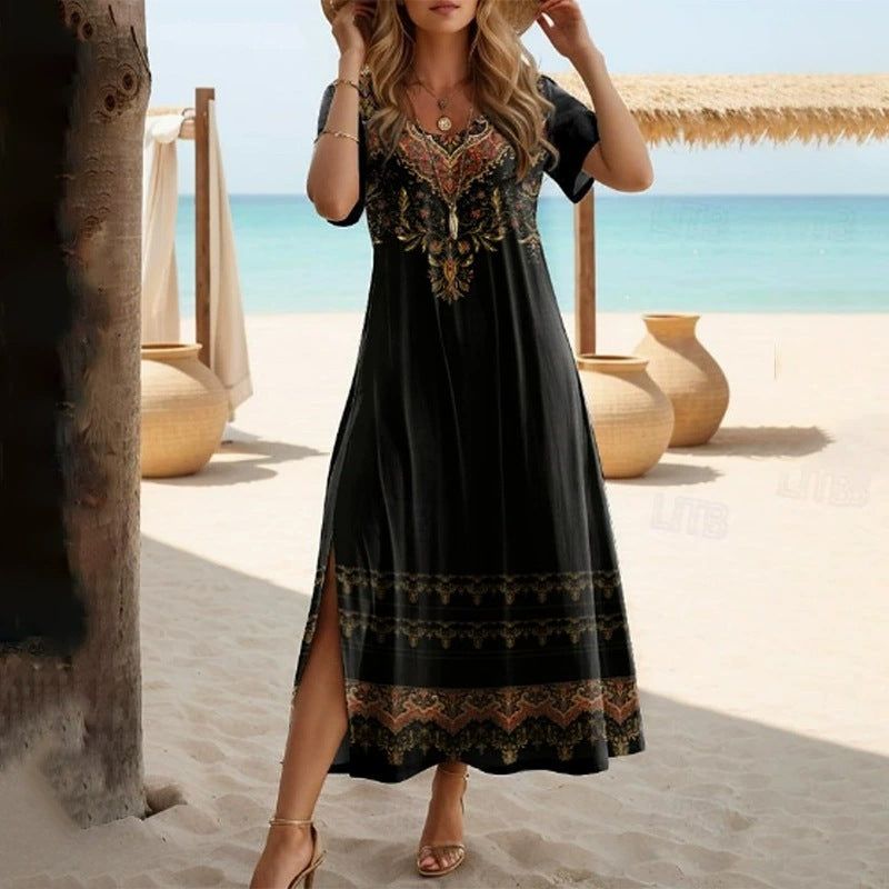 Robe longue légère à motif tropical Berg-Feldt pour femme