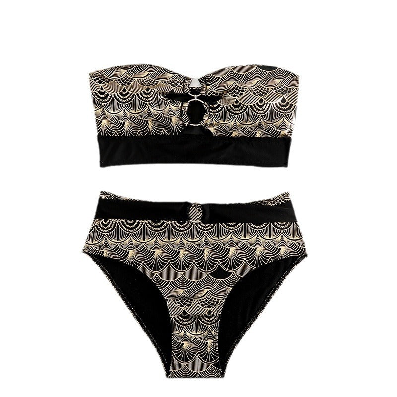 Berg-Feldt Ensemble de bikini pour femme coupe haute et imprimé