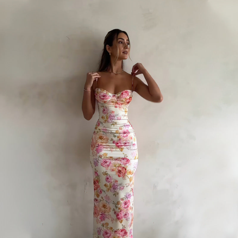 Robe longue femme Berg-Feldt à encolure cœur et motif floral