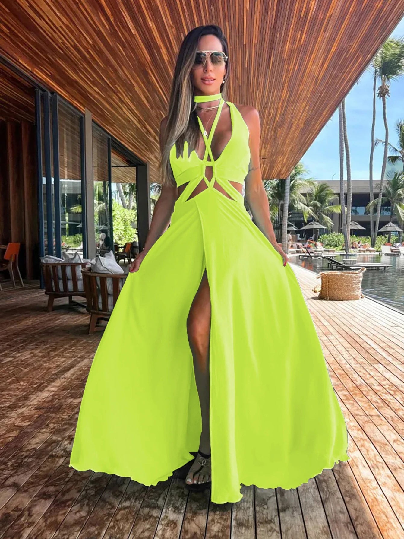 Robe longue femme Berg-Feldt à découpes et fente profonde