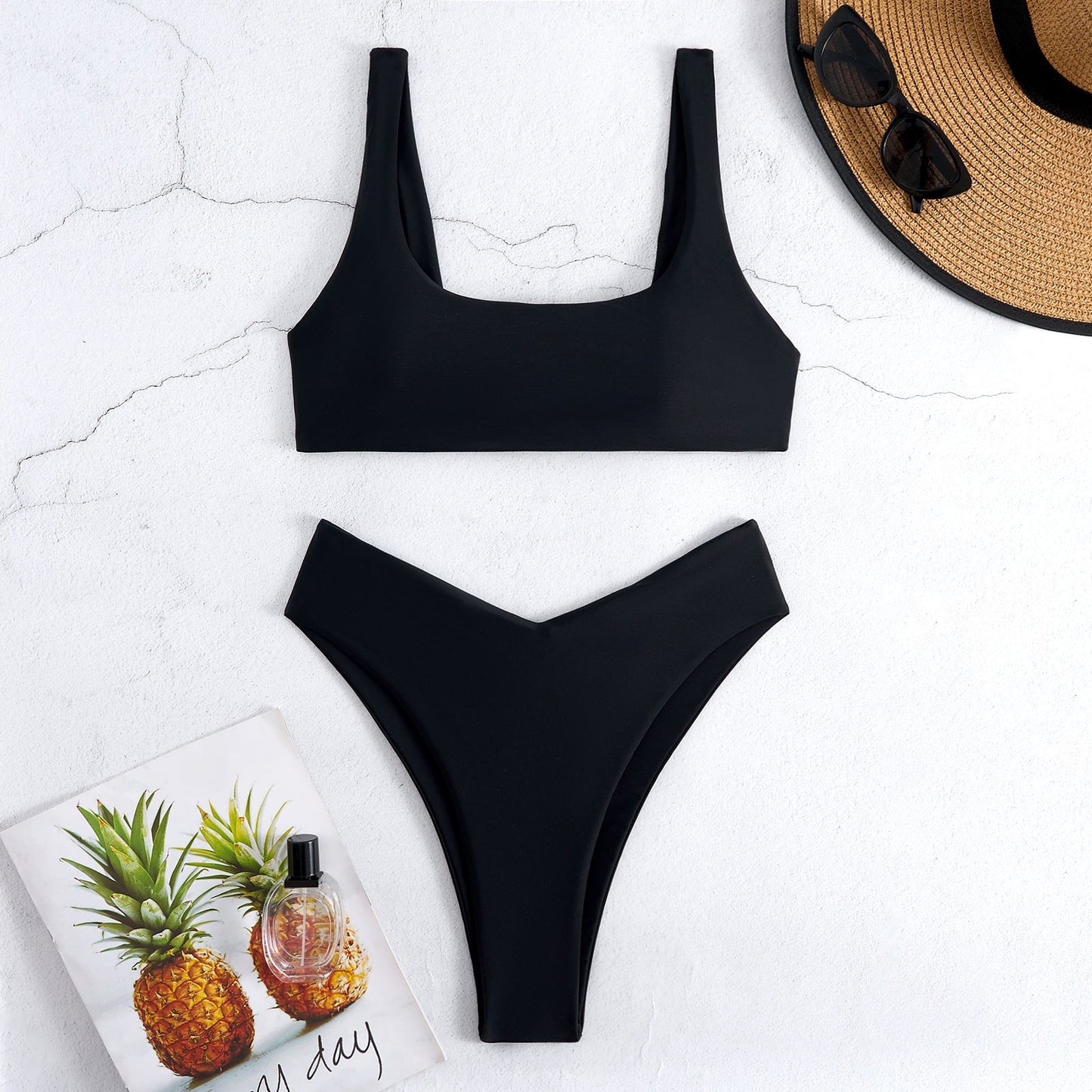 Maillot de bain deux pièces pour femme, coupe haute, imprimé abstrait berg-feldt
