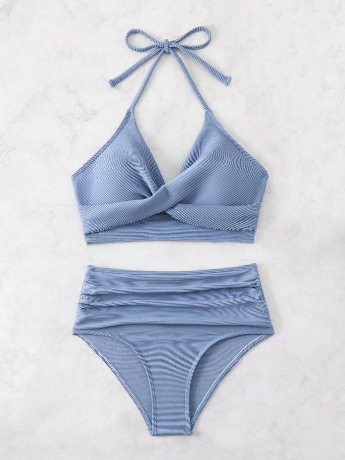 Haut de bikini Berg-Feldt pour femme, coupe haute, modèle cache-cœur, décolleté plongeant en V