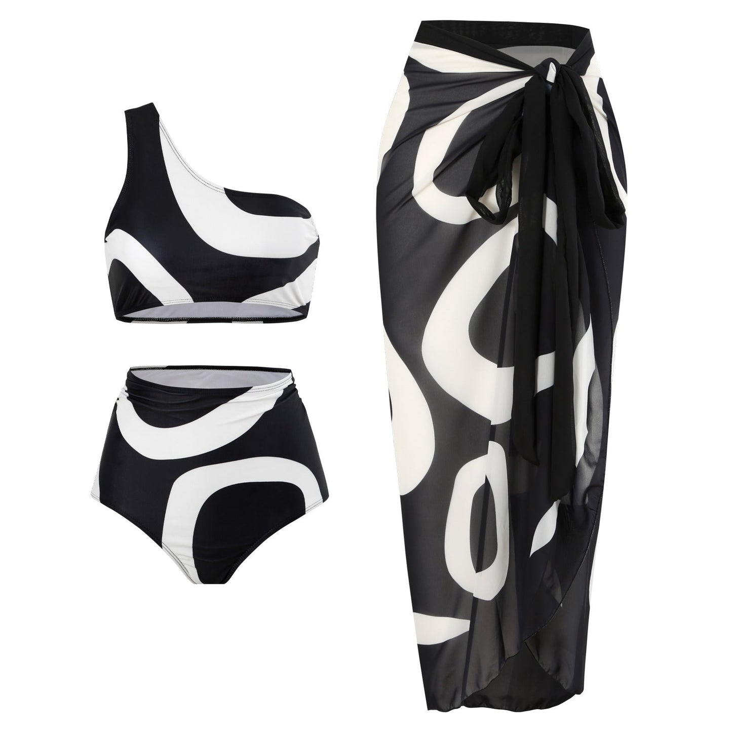 Ensemble bikini pour femme : Haut asymétrique et jupe paréo élégante de berg-feldt