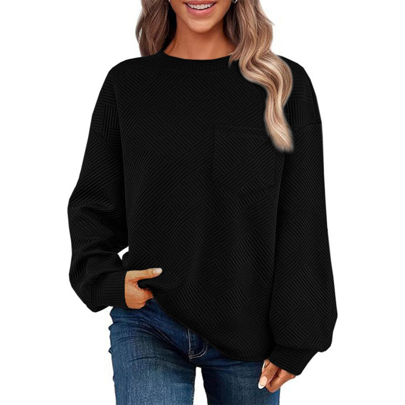 Pull décontracté pour femme avec motif texturé et poche poitrine pratique Berg-Feldt