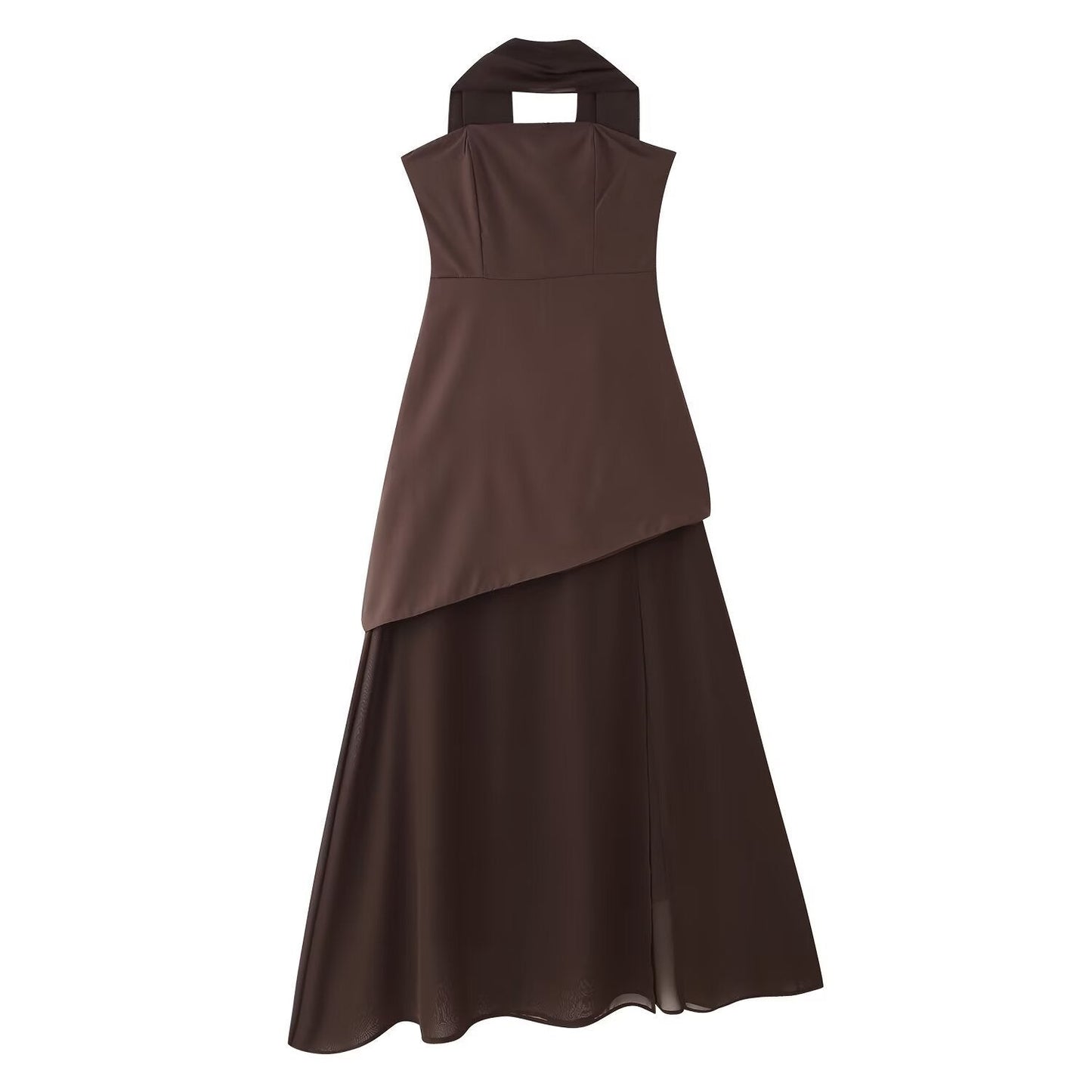 Elegantes Maxikleid für Damen mit Neckholder-Ausschnitt und asymmetrischem, drapiertem Saum von berg-feldt