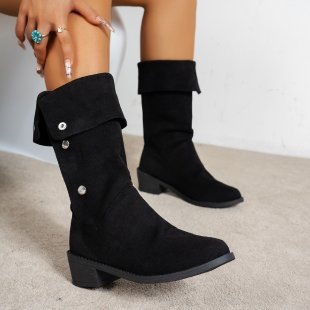 Bottes élégantes en daim souple avec détails de boutons tendance pour femmes Berg-Feldt