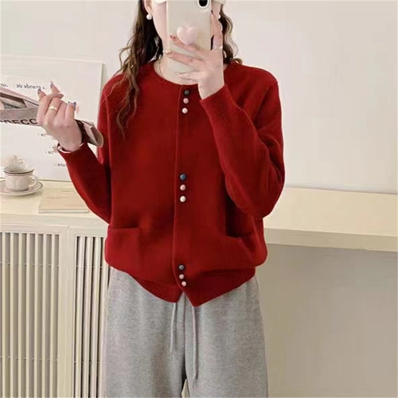 Cardigan douillet pour femme avec boutons colorés et poches pratiques Berg-Feldt