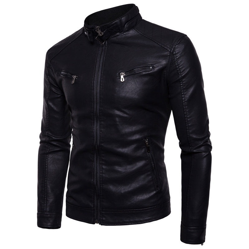 Blouson de moto élégant pour homme en simili cuir avec col montant Berg-Feldt