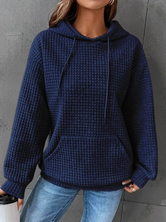Sweat à capuche gaufré pour femme avec poche kangourou et coupe décontractée Berg-Feldt