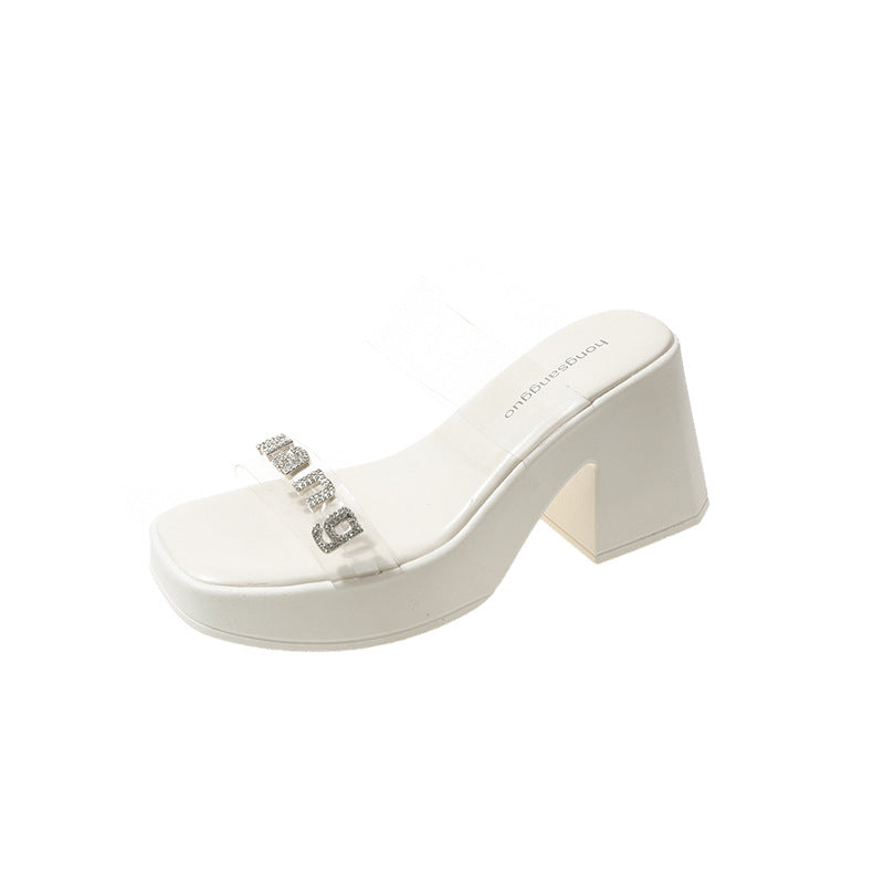 Sandales femme Berg-Feldt à bride transparente et talon carré