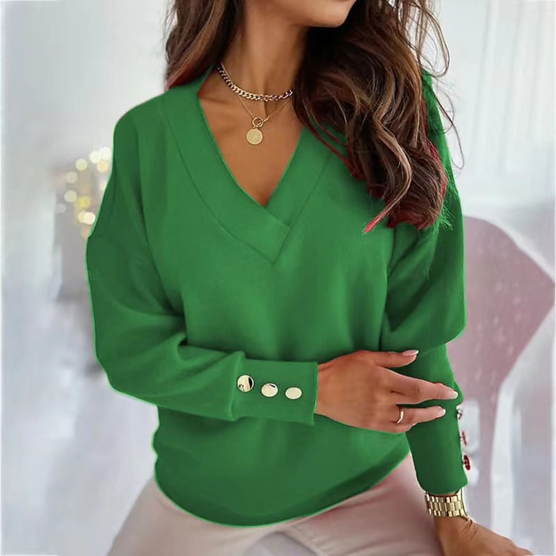 Pull ample décontracté à col en V pour femme Berg-Feldt