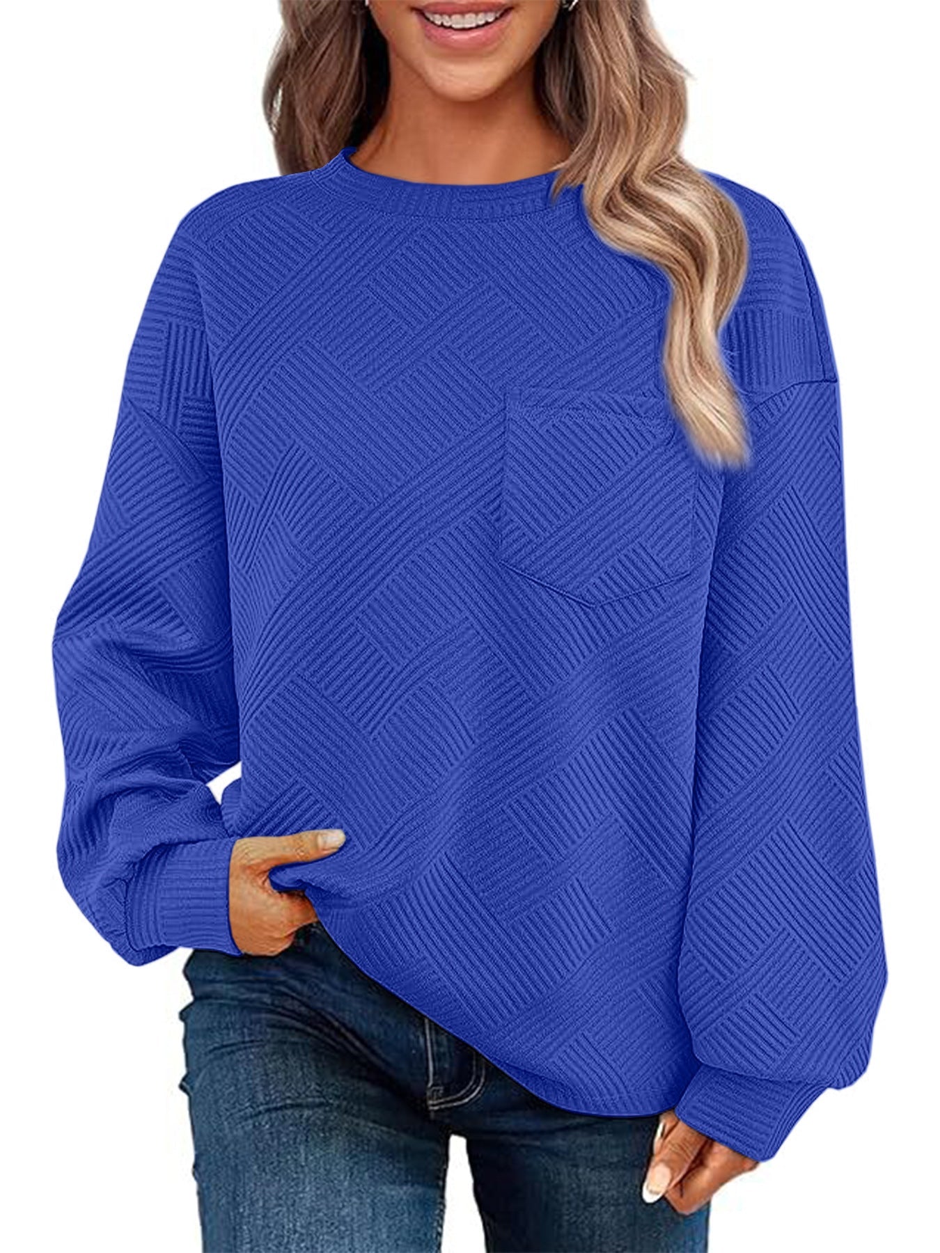 Femme Pull décontracté à motif texturé avec poches pratiques Berg-Feldt