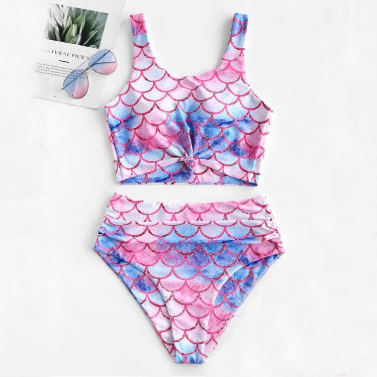 Ensemble de bikini taille haute Berg-feldt pour femme avec imprimé sirène