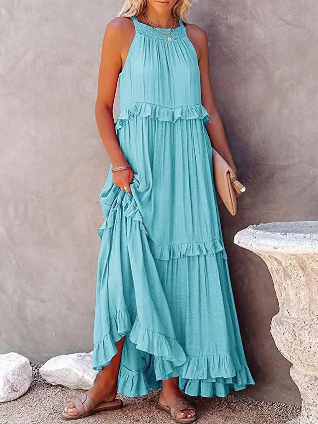 Robe longue bohème d'été à volants pour femme berg-feldt