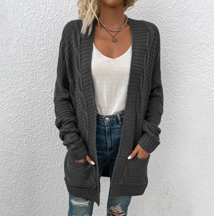 Damen Grobstrick-Cardigan mit großen Taschen und strukturiertem Design Berg-Feldt