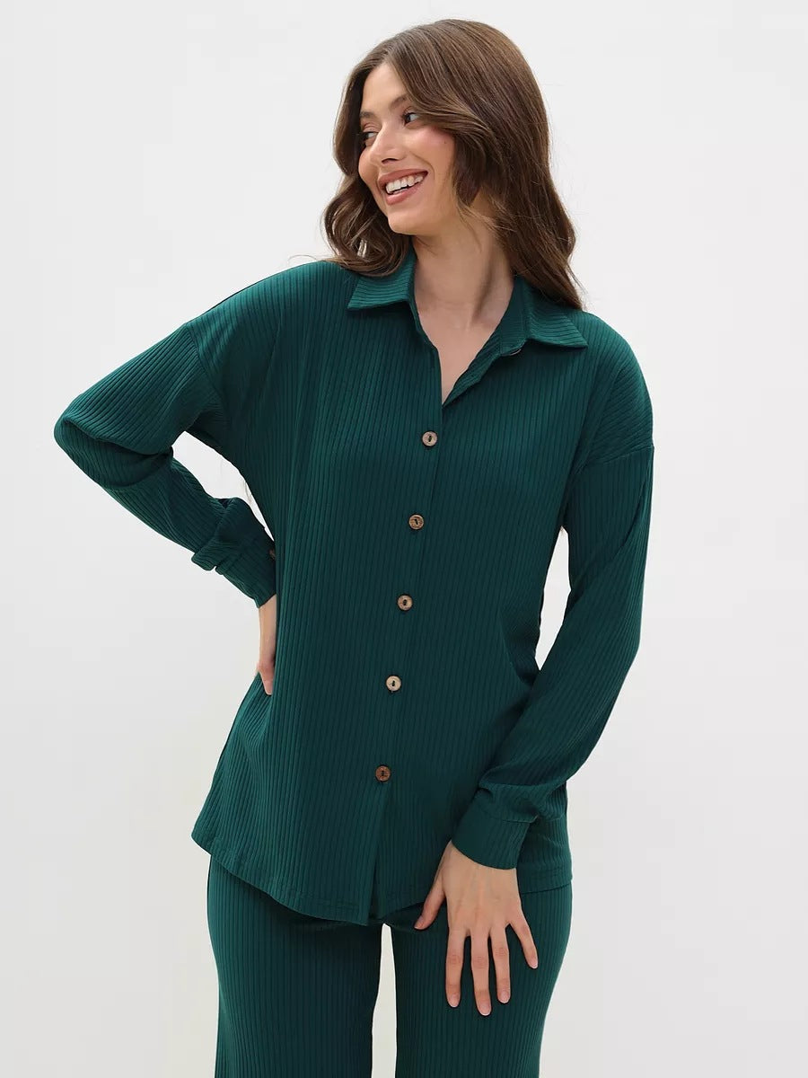 Ensemble ample et confortable pour femme à rayures avec boutons, par berg-feldt