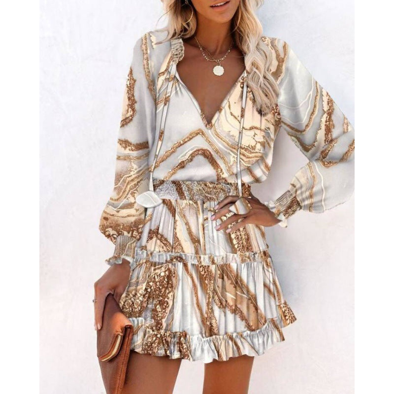 Berg-Feldt Robe courte à volants pour femme et à manches courtes