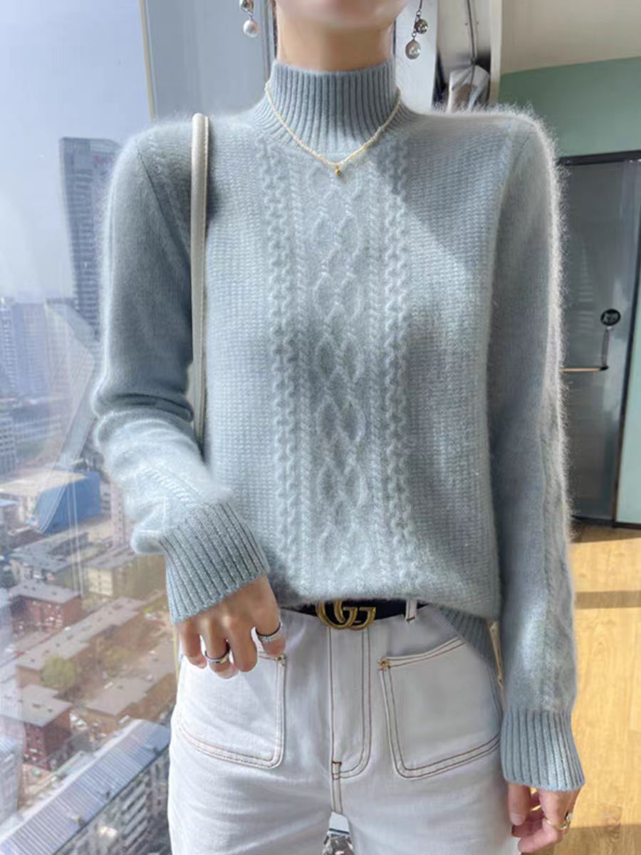 Pull en maille tressée élégant pour femme avec col montant Berg-Feldt