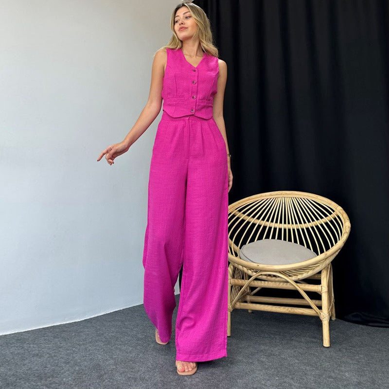 Stilvolles, lässiges Damen-Jumpsuit-Set mit figurbetonter Passform und Knöpfen von berg-feldt