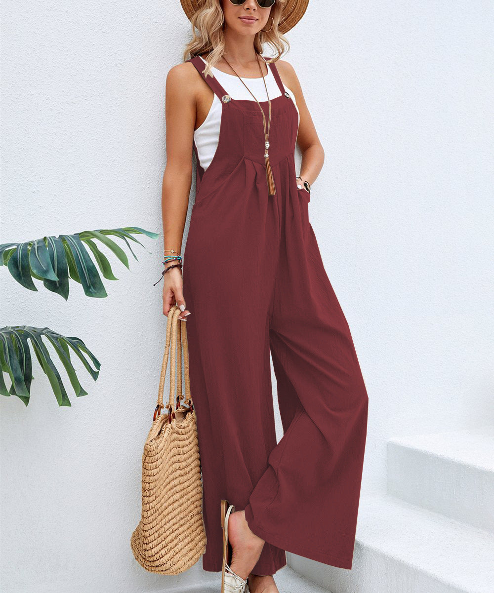 Lockerer Damen-Jumpsuit mit weiten Beinen und verstellbaren Trägern von berg-feldt