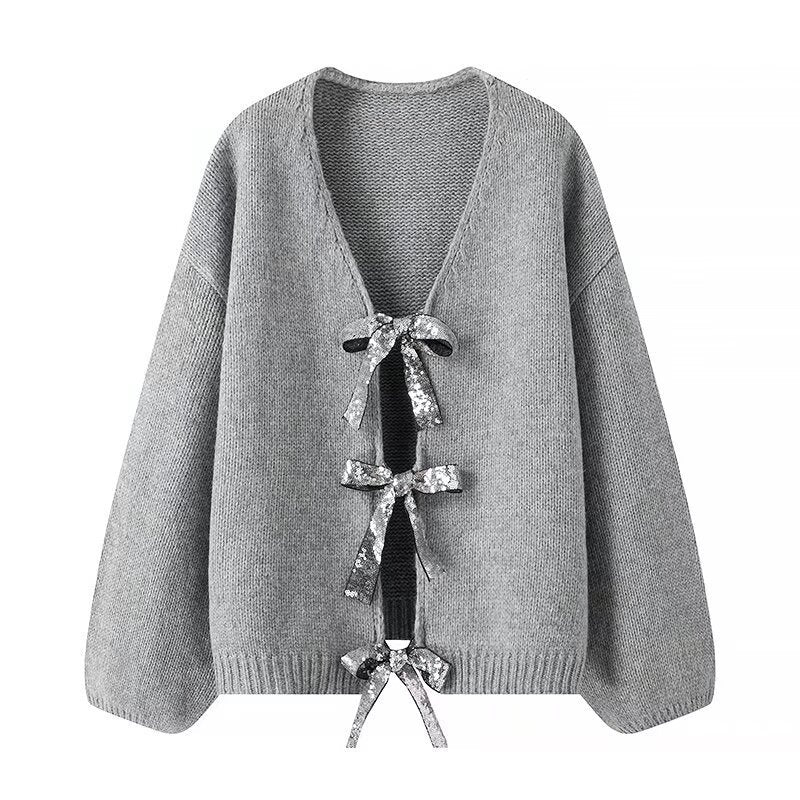 Cardigan Femme Berg-Feldt à Rubans Pailletés