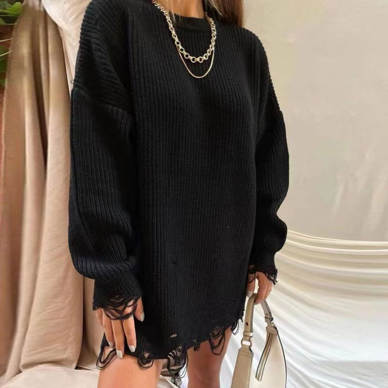 Robe tricotée grosse jauge pour femme, coupe décontractée et détails tendance Berg-Feldt