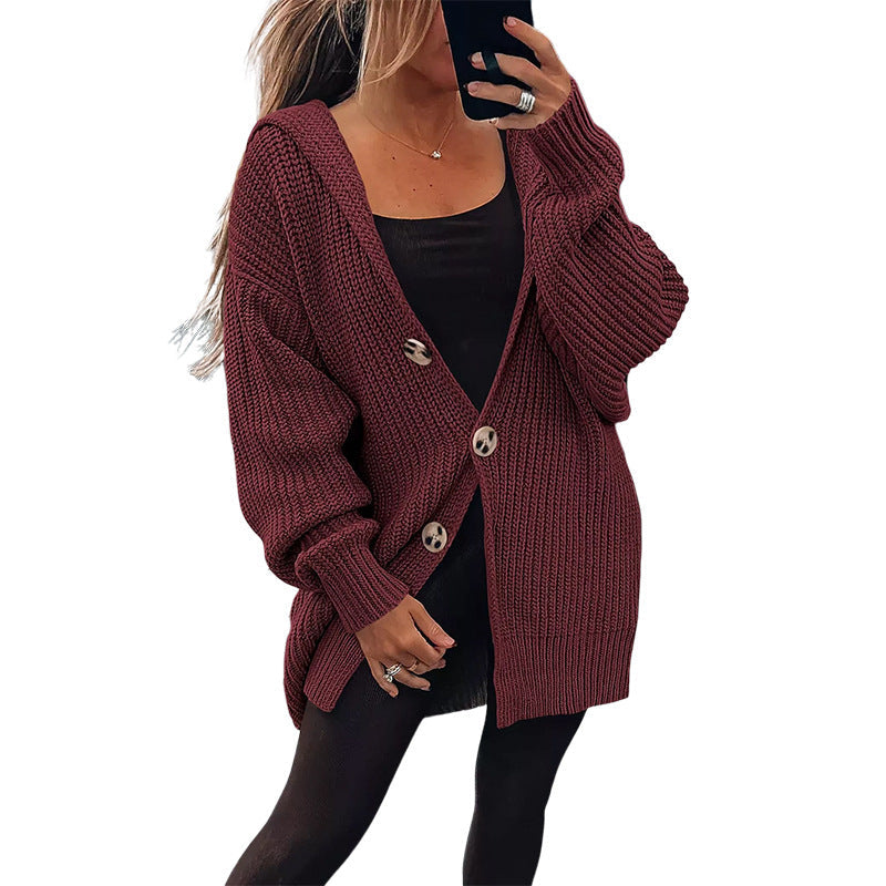 Cardigan oversize en grosse maille pour femme avec élégants boutons en bois Berg-Feldt