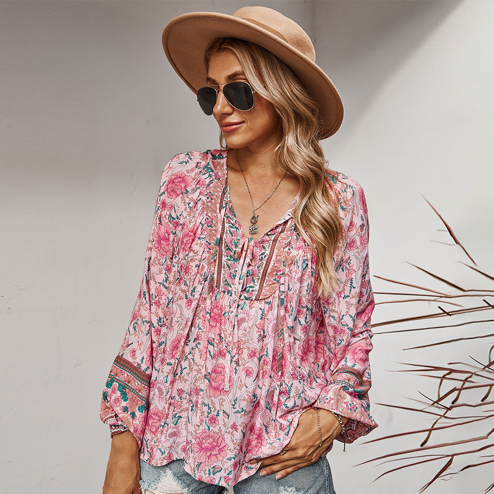Tunique à manches larges pour femme avec motif floral de berg-feldt